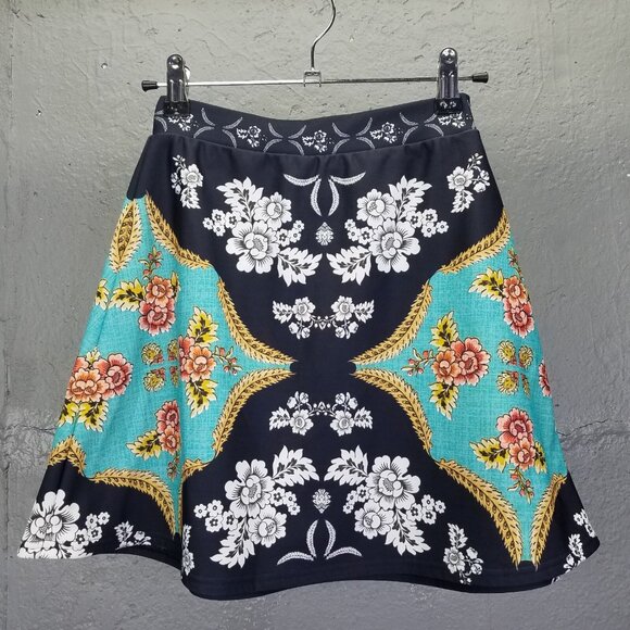 Black Milk Mini Skirt Womens XS Folk Art Floral A-Line Skater Thick Fleece Lined - Picture 7 of 12